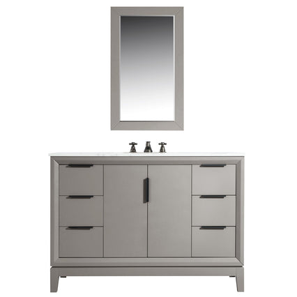 Water Creation Elizabeth 48" Single Sink Carrara White Marble Vanity in Cashmere Grey with Matching Mirror(s) and F2-0009-03-BX Lavatory Faucet(s) VEL048CWCG08 - Model Bath