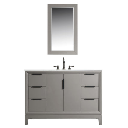 Water Creation Elizabeth 48" Single Sink Carrara White Marble Vanity in Cashmere Grey with Matching Mirror(s) and F2-0012-03-TL Lavatory Faucet(s) VEL048CWCG23 - Model Bath