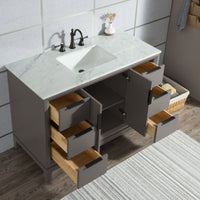 Water Creation Elizabeth 48" Single Sink Carrara White Marble Vanity in Cashmere Grey with Matching Mirror(s) and F2-0012-03-TL Lavatory Faucet(s) VEL048CWCG23 - Model Bath