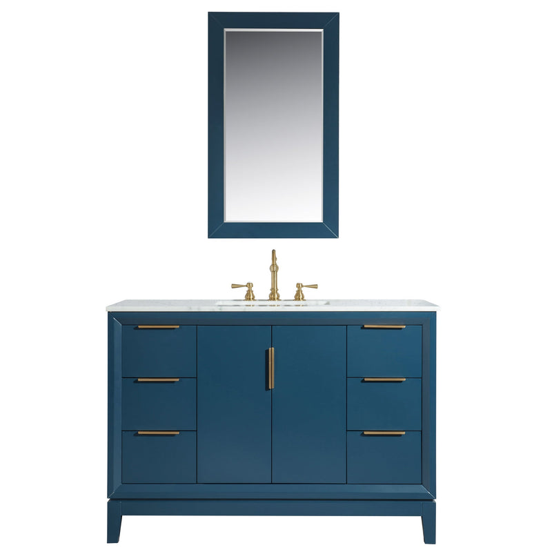 Water Creation Elizabeth 48" Single Sink Carrara White Marble Vanity in Monarch Blue VEL048CWMB00 - Model Bath