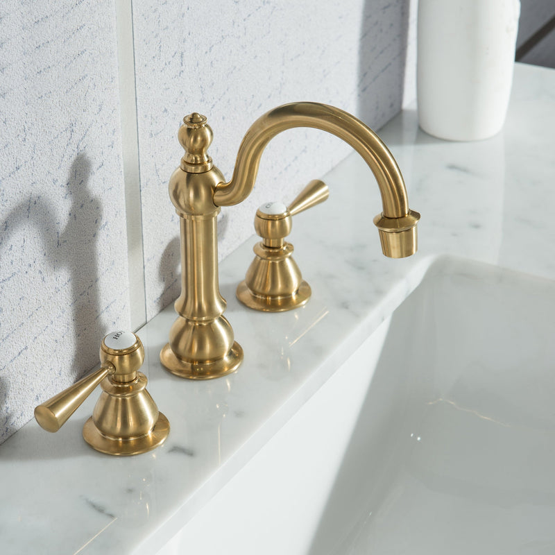 Water Creation Elizabeth 48" Single Sink Carrara White Marble Vanity in Monarch Blue with F2-0012-06-TL Lavatory Faucet(s) VEL048CWMB37 - Model Bath