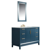 Water Creation Elizabeth 48" Single Sink Carrara White Marble Vanity in Monarch Blue with F2-0013-06-FX Lavatory Faucet(s) VEL048CWMB42 - Model Bath