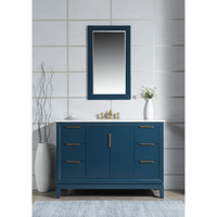 Water Creation Elizabeth 48" Single Sink Carrara White Marble Vanity in Monarch Blue with Matching Mirror(s) and F2-0013-06-FX Lavatory Faucet(s) VEL048CWMB38 - Model Bath