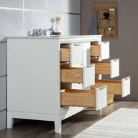 Water Creation Elizabeth 48" Single Sink Carrara White Marble Vanity in Pure White VEL048CWPW00 - Model Bath