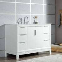 Water Creation Elizabeth 48" Single Sink Carrara White Marble Vanity in Pure White with F2-0012-01-TL Lavatory Faucet(s) VEL048CWPW47 - Model Bath