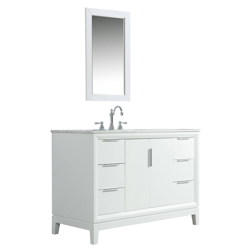 Water Creation Elizabeth 48" Single Sink Carrara White Marble Vanity in Pure White with F2-0012-01-TL Lavatory Faucet(s) VEL048CWPW47 - Model Bath