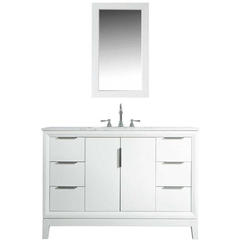 Water Creation Elizabeth 48" Single Sink Carrara White Marble Vanity in Pure White with F2-0012-01-TL Lavatory Faucet(s) VEL048CWPW47 - Model Bath