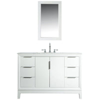 Water Creation Elizabeth 48" Single Sink Carrara White Marble Vanity in Pure White with Matching Mirror(s) and F2-0012-01-TL Lavatory Faucet(s) VEL048CWPW43 - Model Bath
