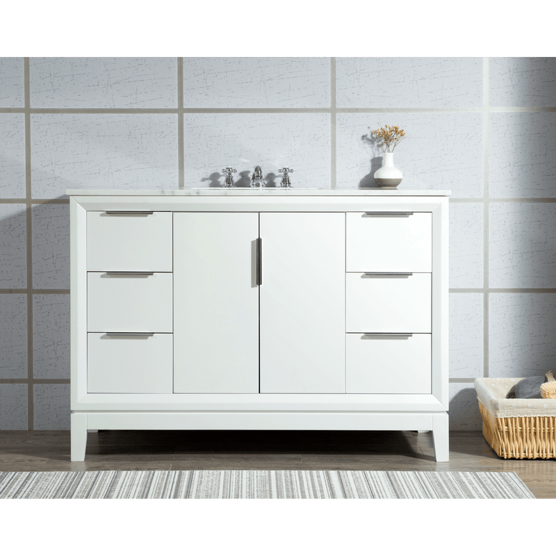 Water Creation Elizabeth 48" Single Sink Carrara White Marble Vanity in Pure White with Matching Mirror(s) VEL048CWPW01 - Model Bath