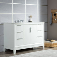 Water Creation Elizabeth 48" Single Sink Carrara White Marble Vanity in Pure White with Matching Mirror(s) VEL048CWPW01 - Model Bath