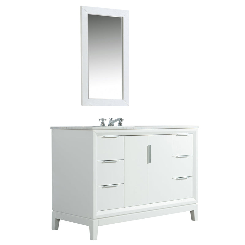 Water Creation Elizabeth 48" Single Sink Carrara White Marble Vanity in Pure White with Matching Mirror(s) VEL048CWPW01 - Model Bath