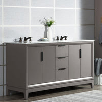 Water Creation Elizabeth 60" Double Sink Carrara White Marble Vanity in Cashmere Grey VEL060CWCG00 - Model Bath