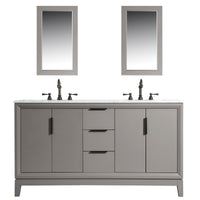 Water Creation Elizabeth 60" Double Sink Carrara White Marble Vanity in Cashmere Grey with F2-0012-03-TL Lavatory Faucet(s) VEL060CWCG27 - Model Bath