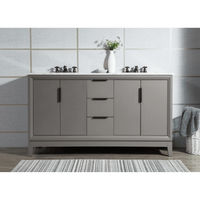 Water Creation Elizabeth 60" Double Sink Carrara White Marble Vanity in Cashmere Grey with Matching Mirror(s) and F2-0009-03-BX Lavatory Faucet(s) VEL060CWCG10 - Model Bath