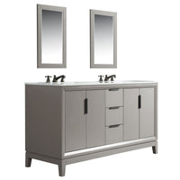 Water Creation Elizabeth 60" Double Sink Carrara White Marble Vanity in Cashmere Grey with Matching Mirror(s) and F2-0009-03-BX Lavatory Faucet(s) VEL060CWCG10 - Model Bath