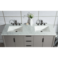 Water Creation Elizabeth 60" Double Sink Carrara White Marble Vanity in Cashmere Grey with Matching Mirror(s) and F2-0012-03-TL Lavatory Faucet(s) VEL060CWCG25 - Model Bath