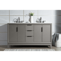 Water Creation Elizabeth 60" Double Sink Carrara White Marble Vanity in Cashmere Grey with Matching Mirror(s) and F2-0012-03-TL Lavatory Faucet(s) VEL060CWCG25 - Model Bath