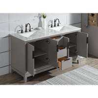 Water Creation Elizabeth 60" Double Sink Carrara White Marble Vanity in Cashmere Grey with Matching Mirror(s) and F2-0012-03-TL Lavatory Faucet(s) VEL060CWCG25 - Model Bath