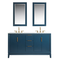 Water Creation Elizabeth 60" Double Sink Carrara White Marble Vanity in Monarch Blue VEL060CWMB00 - Model Bath
