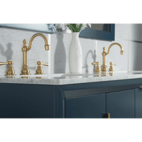 Water Creation Elizabeth 60" Double Sink Carrara White Marble Vanity in Monarch Blue VEL060CWMB00 - Model Bath