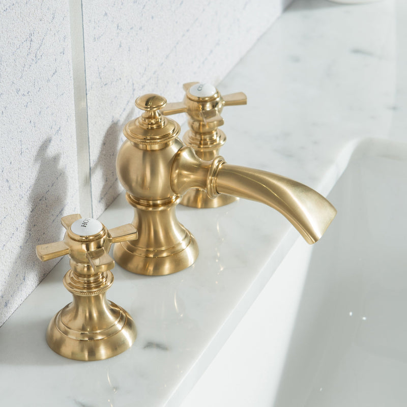 Water Creation Elizabeth 60" Double Sink Carrara White Marble Vanity in Monarch Blue with Matching Mirror(s) and F2-0013-06-FX Lavatory Faucet(s) VEL060CWMB40 - Model Bath