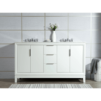 Water Creation Elizabeth 60" Double Sink Carrara White Marble Vanity in Pure White VEL060CWPW00 - Model Bath