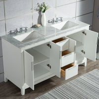 Water Creation Elizabeth 60" Double Sink Carrara White Marble Vanity in Pure White VEL060CWPW00 - Model Bath