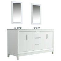 Water Creation Elizabeth 60" Double Sink Carrara White Marble Vanity in Pure White VEL060CWPW00 - Model Bath