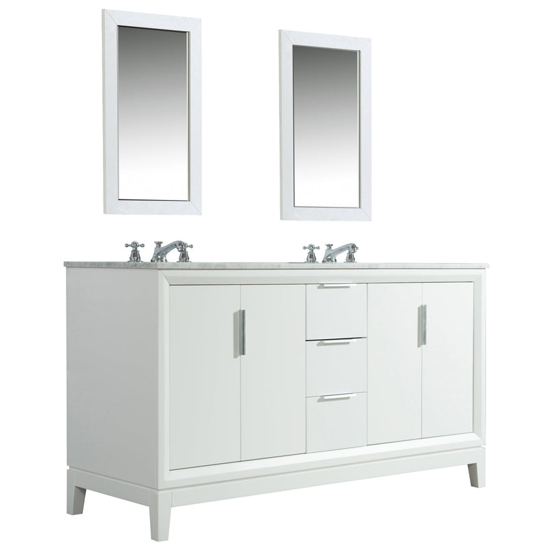 Water Creation Elizabeth 60" Double Sink Carrara White Marble Vanity in Pure White VEL060CWPW00 - Model Bath