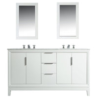 Water Creation Elizabeth 60" Double Sink Carrara White Marble Vanity in Pure White with Matching Mirror(s) and F2-0009-01-BX Lavatory Faucet(s) VEL060CWPW05 - Model Bath