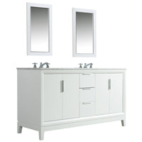 Water Creation Elizabeth 60" Double Sink Carrara White Marble Vanity in Pure White with Matching Mirror(s) and F2-0009-01-BX Lavatory Faucet(s) VEL060CWPW05 - Model Bath
