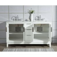 Water Creation Elizabeth 60" Double Sink Carrara White Marble Vanity in Pure White with Matching Mirror(s) and F2-0012-01-TL Lavatory Faucet(s) VEL060CWPW45 - Model Bath