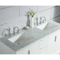 Water Creation Elizabeth 60" Double Sink Carrara White Marble Vanity in Pure White with Matching Mirror(s) and F2-0012-01-TL Lavatory Faucet(s) VEL060CWPW45 - Model Bath