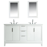 Water Creation Elizabeth 60" Double Sink Carrara White Marble Vanity in Pure White with Matching Mirror(s) and F2-0012-01-TL Lavatory Faucet(s) VEL060CWPW45 - Model Bath