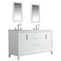 Water Creation Elizabeth 60" Double Sink Carrara White Marble Vanity in Pure White with Matching Mirror(s) and F2-0012-01-TL Lavatory Faucet(s) VEL060CWPW45 - Model Bath