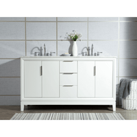 Water Creation Elizabeth 60" Double Sink Carrara White Marble Vanity in Pure White with Matching Mirror(s) and F2-0012-01-TL Lavatory Faucet(s) VEL060CWPW45 - Model Bath