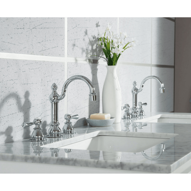 Water Creation Elizabeth 60" Double Sink Carrara White Marble Vanity in Pure White with Matching Mirror(s) and F2-0012-01-TL Lavatory Faucet(s) VEL060CWPW45 - Model Bath
