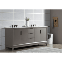 Water Creation Elizabeth 72" Double Sink Carrara White Marble Vanity in Cashmere Grey with F2-0009-03-BX Lavatory Faucet(s) VEL072CWCG12 - Model Bath