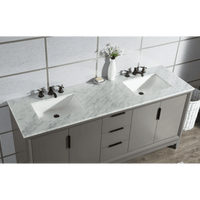 Water Creation Elizabeth 72" Double Sink Carrara White Marble Vanity in Cashmere Grey with F2-0009-03-BX Lavatory Faucet(s) VEL072CWCG12 - Model Bath