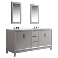 Water Creation Elizabeth 72" Double Sink Carrara White Marble Vanity in Cashmere Grey with F2-0009-03-BX Lavatory Faucet(s) VEL072CWCG12 - Model Bath