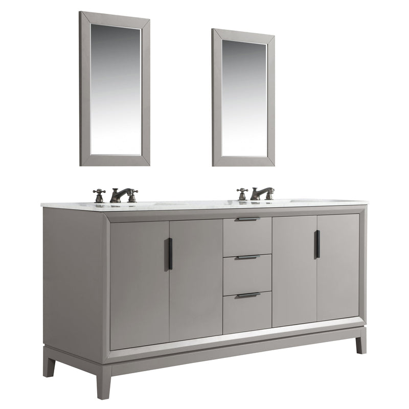 Water Creation Elizabeth 72" Double Sink Carrara White Marble Vanity in Cashmere Grey with F2-0009-03-BX Lavatory Faucet(s) VEL072CWCG12 - Model Bath