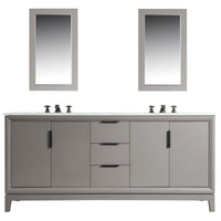 Water Creation Elizabeth 72" Double Sink Carrara White Marble Vanity in Cashmere Grey with F2-0009-03-BX Lavatory Faucet(s) VEL072CWCG12 - Model Bath
