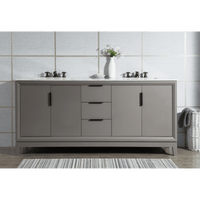 Water Creation Elizabeth 72" Double Sink Carrara White Marble Vanity in Cashmere Grey with F2-0009-03-BX Lavatory Faucet(s) VEL072CWCG12 - Model Bath