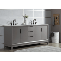 Water Creation Elizabeth 72" Double Sink Carrara White Marble Vanity in Cashmere Grey with F2-0012-03-TL Lavatory Faucet(s) VEL072CWCG27 - Model Bath