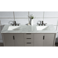 Water Creation Elizabeth 72" Double Sink Carrara White Marble Vanity in Cashmere Grey with F2-0012-03-TL Lavatory Faucet(s) VEL072CWCG27 - Model Bath