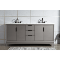 Water Creation Elizabeth 72" Double Sink Carrara White Marble Vanity in Cashmere Grey with F2-0012-03-TL Lavatory Faucet(s) VEL072CWCG27 - Model Bath