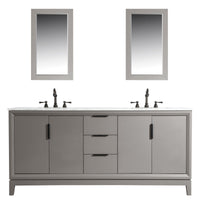 Water Creation Elizabeth 72" Double Sink Carrara White Marble Vanity in Cashmere Grey with F2-0012-03-TL Lavatory Faucet(s) VEL072CWCG27 - Model Bath