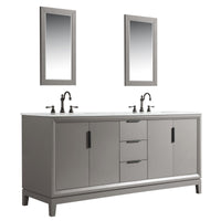 Water Creation Elizabeth 72" Double Sink Carrara White Marble Vanity in Cashmere Grey with F2-0012-03-TL Lavatory Faucet(s) VEL072CWCG27 - Model Bath