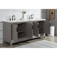 Water Creation Elizabeth 72" Double Sink Carrara White Marble Vanity in Cashmere Grey with F2-0012-03-TL Lavatory Faucet(s) VEL072CWCG27 - Model Bath