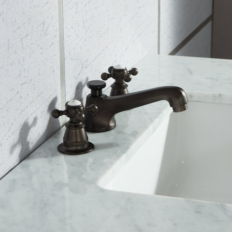 Water Creation Elizabeth 72" Double Sink Carrara White Marble Vanity in Cashmere Grey with Matching Mirror(s) and F2-0009-03-BX Lavatory Faucet(s) VEL072CWCG10 - Model Bath